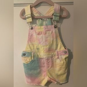 NWOT Epic Threads Rainbow Tie-Dye Jean Overall Shorts 4T